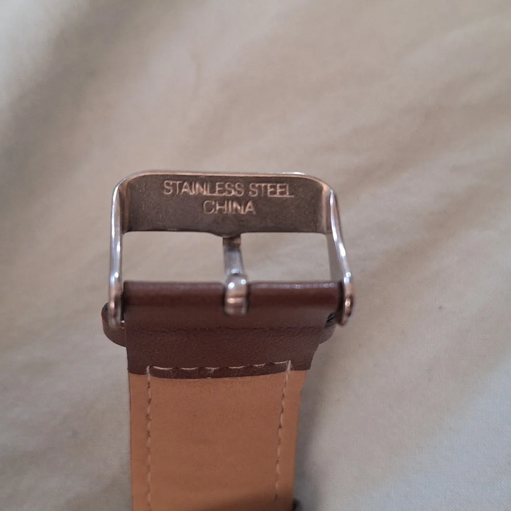 Geneva Blue and Silver Watch with Brown Leather Strap - Picture 5 of 6